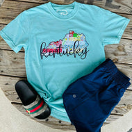 Youth Ky state embroidered tee